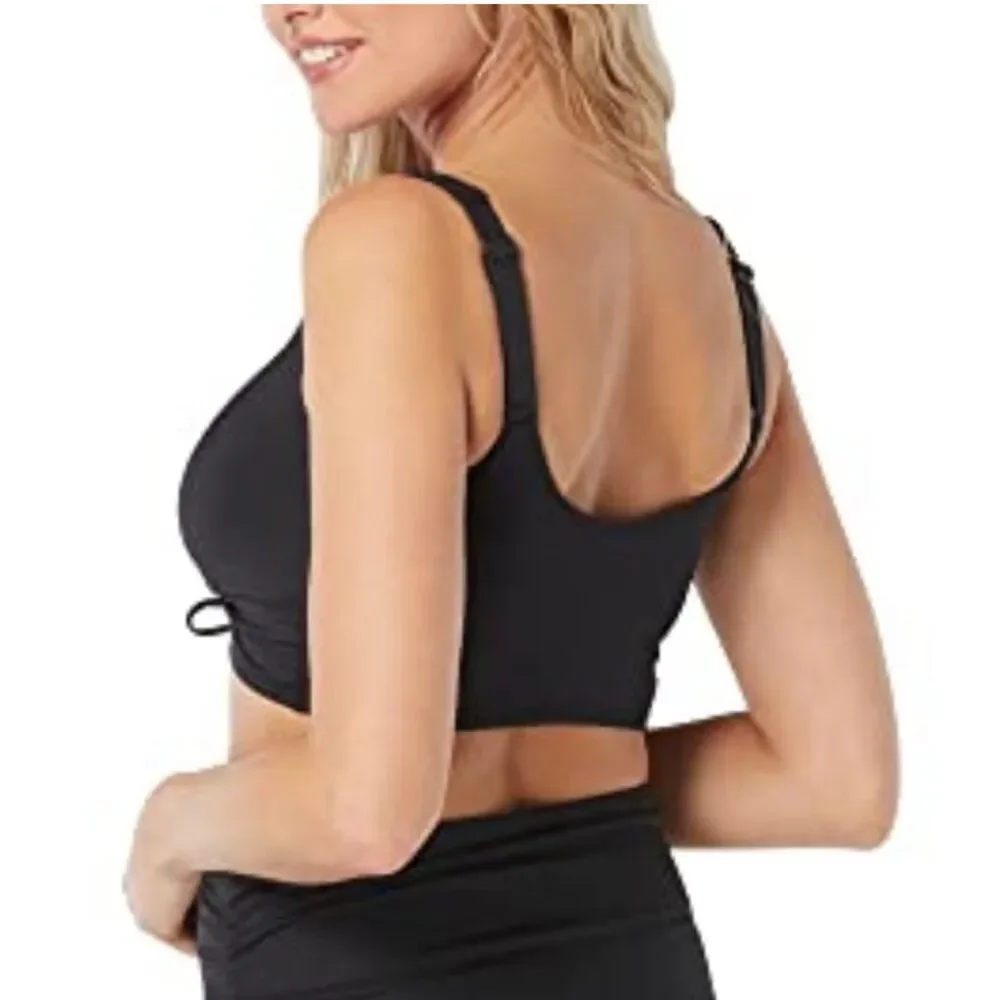 Coco Reef Elevate Bra Sized Shirred Front Underwire Bikini Top Modest Black Swim